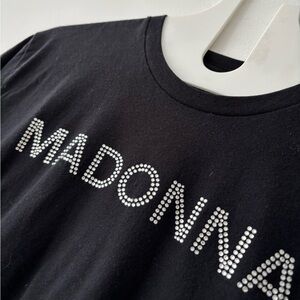 NWOT MADONNA rhinestone bling t shirt Black Graphic Madonna spellout T unisex M